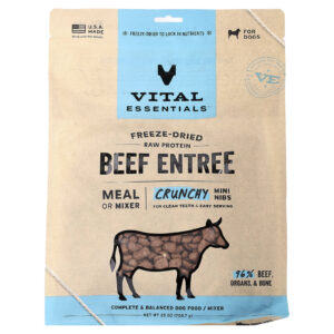 Vital Essentials Proteína Crua Liofilizada Mininibs Crocantes Para Cães Entrada de Carne 7087 g (25 oz)