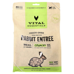 Vital Essentials Proteína Crua Liofilizada Mininibs Crocantes Para Gatos Entrada de Coelhinho 3402 g (12 oz)