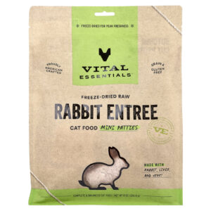 Vital Essentials Alimento Cru para Gatos Liofilizado Entrada de Coelhinho 2268 g (8 oz)