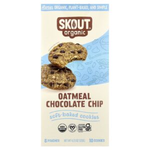 Skout Organic Biscoitos Macios Gotas de Chocolate e Aveia 5 Sachês 2 Biscoitos (24 g) Cada
