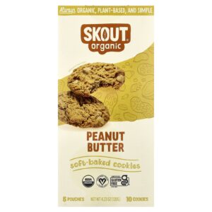 Skout Organic Biscoitos Macios Manteiga de Amendoim 5 Sachês 2 Biscoitos (24 g) Cada