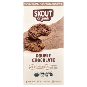 Skout Organic Biscoitos Macios Chocolate Duplo 5 Sachês 2 Biscoitos (24 g) Cada