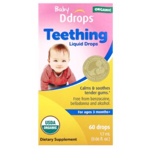 Ddrops Gotas Líquidas Orgânicas para Dentição Infantil Para Maiores de 3 Meses 60 Gotas 17 ml (006 fl oz)