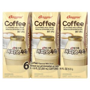 Binggrae Bebida Láctea com Sabor Café 6 Caixas 200 ml (68 fl oz) Cada