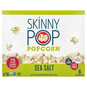 SkinnyPop Pipoca Sal Marinho 6 Saquinhos 79 g (28 oz) Cada
