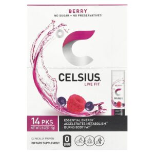 Celsius Live Fit Frutos Silvestres 14 Embalagens para Qualquer Lugar 511 g (018 oz) Cada