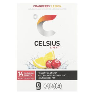 Celsius Live Fit Cranberry e Limão 14 Embalagens para Qualquer Lugar 554 g (02 oz) Cada