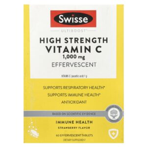 Swisse Ultiboost™ Vitamina C de Alta Potência Morango 1.000 mg 3 Tubos 20 Comprimidos Efervescentes Cada