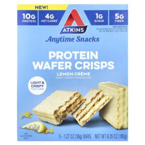 Atkins Snacks a Qualquer Momento Flocos de Wafer de Proteína Creme de Limão 5 Barras 36 g (127 oz) Cada