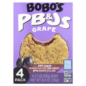 Bobos Oat Bars PB&Js Uva 4 Barras 60 g (21 oz) Cada