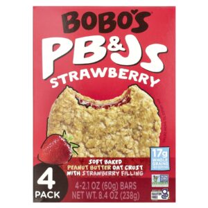Bobos Oat Bars PB&Js Morango 4 Unidades 60 g (21 oz) Cada