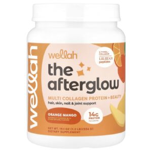 Wellah The Afterglow Proteína Multicolágeno + Beauty Laranja e Manga 534 g (12 lb)