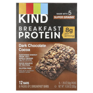 KIND Bars Barras de Proteína para Café da Manhã Chocolate Amargo e Cacau 6 Pacotes 50 g (176 oz) Cada