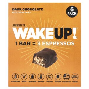 Jesses WAKEUP! Barras de Torradas com Arroz Chocolate Amargo Pacote com 6 Unidades 32 g (113 oz)