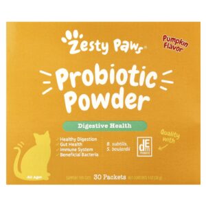 Zesty Paws Prebiótico em Pó Para Gatos Todas as Idades Abóbora 30 Pacotes 30 g (1 oz)