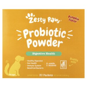 Zesty Paws Probiótico em Pó Para Cães Todas as Idades Abóbora 30 Pacotes 60 g (21 oz)