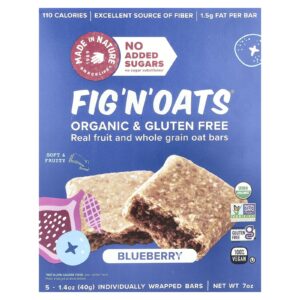 Made in Nature Fig N Oats® Mirtilo 5 Barras Embaladas Individualmente 40 g (14 oz) Cada
