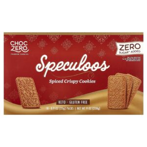 ChocZero Biscoitos Premium Speculoos Biscoitos Crocantes com Picante 10 Pacotes 25 g (09 oz) Cada
