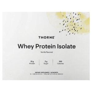 Thorne Isolado de Proteína Whey Baunilha 14 Embalagens 279 g (098 oz) Cada