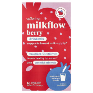 UpSpring Milkflow® Mistura para Bebida Fruto Silvestre Delicioso 16 Embalagens de Porção Individual 10 g (035 oz) Cada