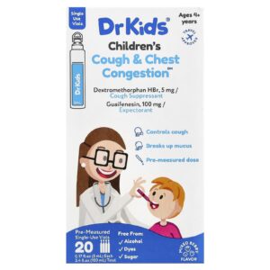 DrKids Tosse e Congestão no Peito Infantil Acima de 4 Anos Mix de Frutos Silvestres 20 Frascos de Uso Único 5 ml (017 fl oz) Cada