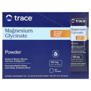 Trace Glicinato de Magnésio em Pó Orange Dream 30 Embalagens 3 g (011 oz) Cada