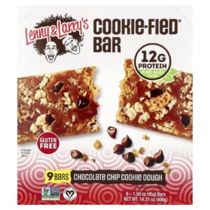 Lenny & Larrys Barra Cookie-Fied® Massa de Biscoito com Lascas de Chocolate 9 Barras 45 g (159 oz) Cada