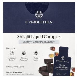 Cymbiotika Complexo Líquido Shilajit Avelã e Cacau 26 Sachês Líquidos 10 ml (03 fl oz) Cada