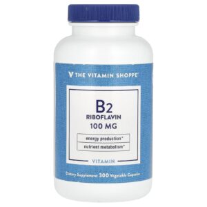 The Vitamin Shoppe Vitamina B2 Riboflavina 100 mg 300 Cápsulas Vegetais