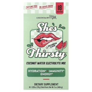 Legendairy Milk Shes Thirsty® Mistura de Eletrólitos de Água de Coco Melancia (Caixa) 18 Embalagens 78 g (028 oz) Cada