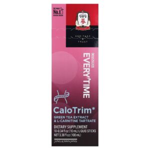 JungKwanJang Everytime CaloTrim Extrato de Chá Verde e Tartarato de L-Carnitina 10 Bastões Líquidos 10 ml (034 fl oz) Cada