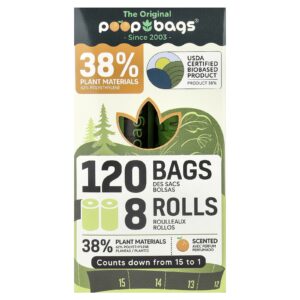 Original Poop Bags Laranja 8 Rolos 15 Sacos Cada