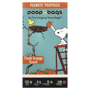 Original Poop Bags Peanuts® Laranja 8 Rolos 15 Sacos Cada