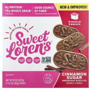Sweet Lorens Biscoitos para o Café da Manhã Canela e Açúcar 5 Pacotes 45 g (16 oz) Cada