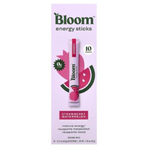 Bloom Bastões Energéticos Morango e Melancia 10 Embalagens 48 g (017 oz) Cada
