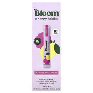 Bloom Bastões Energéticos Framboesa e Limão 10 Embalagens 46 g (016 oz) Cada