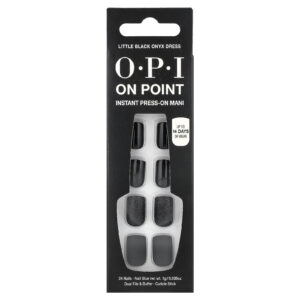 OPI On Point Instant Press-On Mani Comprimento Curto Little Black Onyx Dress Kit com 27 Unidades