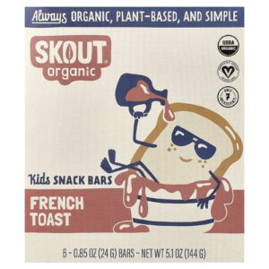 Skout Organic Barras para Lanches para Crianças Torradas Francesas 6 Barras 24 g (085 oz) Cada