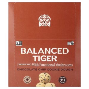 Balanced Tiger Barra de Proteína Massa de Biscoito com Lascas de Chocolate 12 Barras 44 g (155 oz) Cada