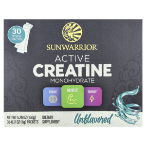 Sunwarrior Creatina Mono-Hidratada Ativa Sem Sabor 30 Embalagens 5 g (017 oz) Cada