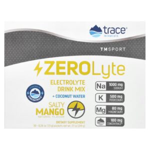 Trace TM Sport ZEROLyte Mistura para Bebida de Eletrólitos Manga Salgada 30 Embalagens 73 g (026 oz) Cada