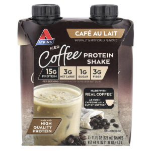 Atkins Shake Proteico de Café Gelado Café Au Lait 4 Shakes 325 ml (11 fl oz) Cada