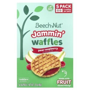 Beech-Nut Jammin Waffles A partir de 12 Meses Pera e Framboesa 5 Pacotes 16 g (056 oz) Cada