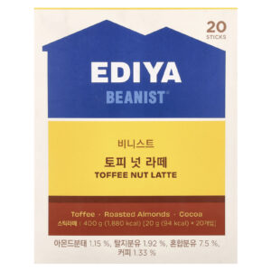 Ediya Beanist® Latte de Tofe e Nozes 20 Bastões 20 g (07 oz) Cada
