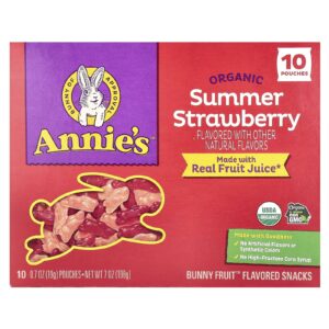 Annies Homegrown Lanches Orgânicos Bunny Fruit™ Morango de Verão 10 Sachês 19 g (07 oz) Cada
