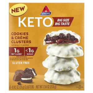 Atkins Clusters de Creme e Biscoitos Cetogênicos 8 Clusters 26 g (092 oz) Cada