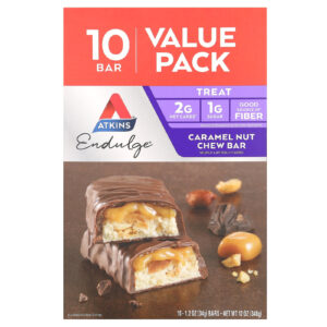 Atkins Endulge Barra Mastigável de Caramelo e Frutos Secos 10 Barras 32 g (12 oz) Cada