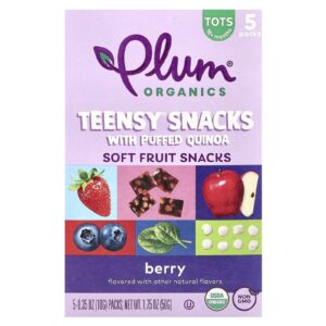 Plum Organics Teensy Snacks com Quinoa Tufada Lanches de Frutas Macias Acima de 18 Meses Frutos Silvestres 5 Pacotes 10 g (035 oz) Cada