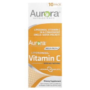 Aurora Nutrascience Mega-Pack+® Vitamina C Lipossomal 10 Embalagens 20 ml (068 fl oz) Cada