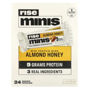 Rise Bar Rise Minis MiniBarras de Proteína Amêndoa e Mel 24 Barras de Proteína do Tamanho de um Lanche 30 g (105 oz) Cada